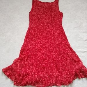 Adrianna Papell Silk red ruffled polka Dot Cocktail dress